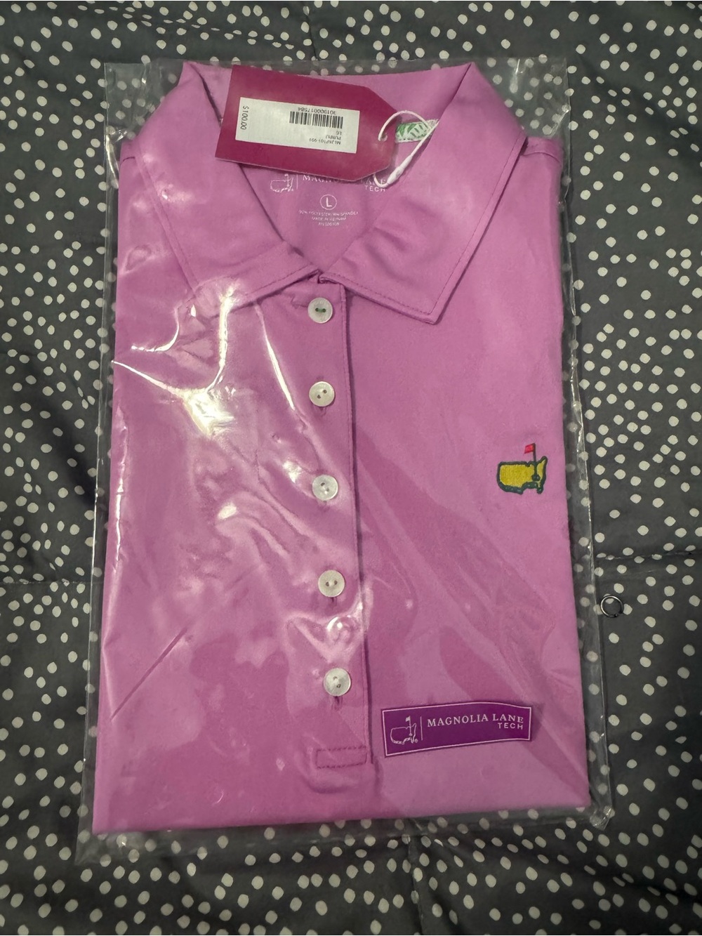 Masters Large Magnolia Pink Polo with Mini Golf Patch